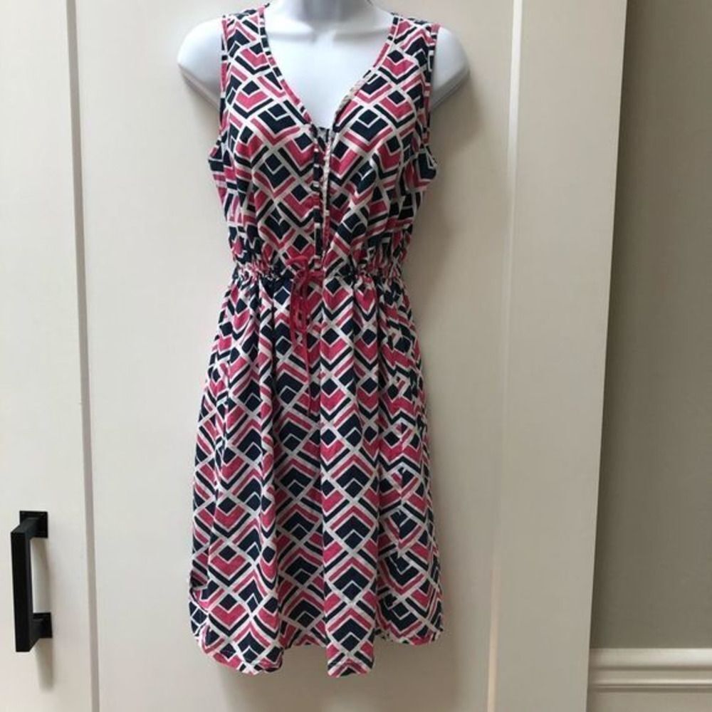 Gap pink and navy diamond tie waist swim cover woman’s size‎ M